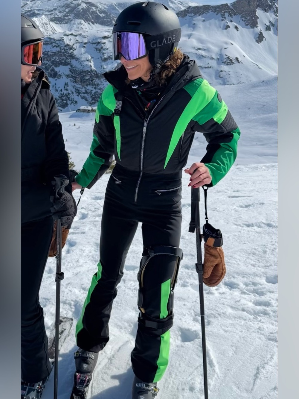 Fusalp Black and Neon Green Women's Ski Jumpsuit